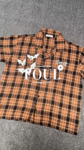 Convergent - Foul Kameja Flannel Boxy Pria Wanita Lengan Pendek Workshirt