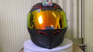 AGVHelmetMotorcycle helmet Full helmet Motorcycle four seasons male and female personality cool black red track pista bright black helmet