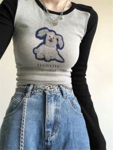 เสื้อยืดแขนยาวใส่ไหล่ไม่ซ้ําใคร ผู้หญิง ไหล่ที่เหมาะสม ดีไซน์ พรางหุ่น มีสไตล์ หวาน และเผ็ด เสื้อท่อนบน สําหรับ ฤดูใบไม้ร่วง