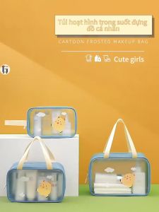 Túi đựng mỹ phẩm dành cho bé gái dễ thương Túi hoạt hình trong suốt chống thấm nước đựng đồ cá nhân