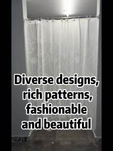 1pc White Lotus Floral Shower Curtain with Hooks Personalized Waterproof PEVA Design