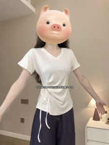 Áo Thun Nữ Tay Ngắn Cổ Chữ V Ôm Vừa Vặn Mùa Hè 2025 Thiết Kế Mới Thời Trang Công Sở Thường Ngày