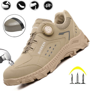 Mens Steel Head Safety Shoes Puncture And Smash Resistant Lightweight Sole Breathable Upper for Outdoor Workshop Work Shoes