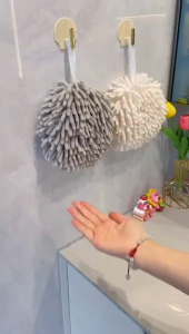 Chenille Hand Towels Kitchen Bathroom Hand Towel Ball with Hanging Loops Quick Dry Soft Absorbent Microfiber Towels