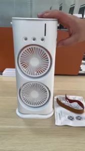 Quạt Phun Sương USB Hai Đầu Với Đèn Chiếu Sáng Nhiều Màu Ba Lỗ Bảy Màu Có Thể Điều Chỉnh Quạt Cầm Tay Dùng Cho Máy Tính Để Bàn Du Lịch Phòng Ngủ