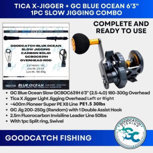 NEW BUDGET COMBO SET  Tica X-Jigger + GC Blue Ocean 63" 1pc Slow Jigging Combo