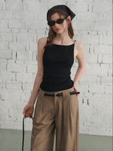 La lune Du ciel | Áo Camisole Len Kết Nút Sau Đơn Giản từ Lyocell