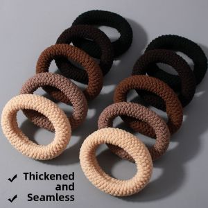 Black Thickened Hair Ties Womens Seamless High Elasticity Durable Wide Flat Hair Bands Fashionable Hair Accessories