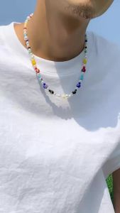 Ingemark Boho Imitation Pearl Choker Necklace for Men Vintage Simple Mixed Color Beads Neck Accessories 2026 New Couple Jewelry