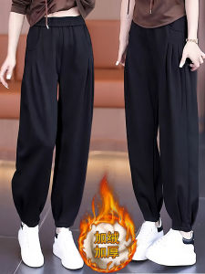 High Waist Thickened Fleece Womens Harlan Pants Loose Leggings Sports Trousers Korean Style Long Pants Polyester Cotton Blend
