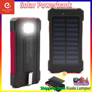 Top Solar Power Bank Waterproof 50000mAh with LED Light Solar Charger 2 USB Powerbank Ports Drop-proof and Durable Mobile Fast Charging with Build In Charging Cable 太阳能充电宝 移动电源