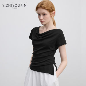 Áo Thun Cổ Tròn Tay Ngắn Kiểu Dáng Bất Quy Tắc Cao Cấp Phù Hợp & Xòe Ngắn