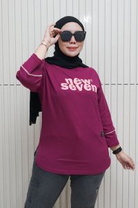 Kaos Oversize Wanita Lengan 3/4 Atasan Wanita Dinarry FST Kaos Jumbo