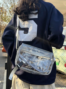 New Fashionable Waterproof PVC Jelly Shoulder Bag Womens Casual Travel Crossbody Small Square Bag Korean Style Leisure Handbag