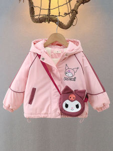 Áo Khoác Trẻ Em Mùa Thu Đông Dày Dặn Có Lót Lông Cừu Cho Bé Gái Phong Cách Hàn Quốc Có Mũ Trùm Đầu Có Khóa Kéo Họa Tiết Hoạt Hình