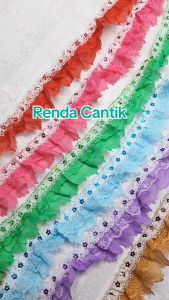 RDA102G Renda / Pinggiran Baju Motif Cantik Dengan Pita dan Payet Lebar 4Cm Panjang 6 Meter (Per Pcs)