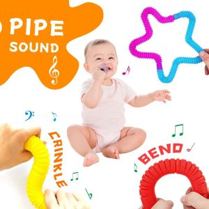 4/8 Colorful Stretchable Corrugated Plastic Tube Sensory Fidget Stress Relief Toy Expandable Squeeze Popper For Adults Kids Anti