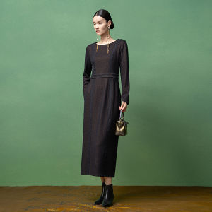 Hand-beaded Glitter Wool Dress Long