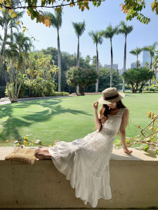 New Spring Fashion French Style White Elegant Long Dress