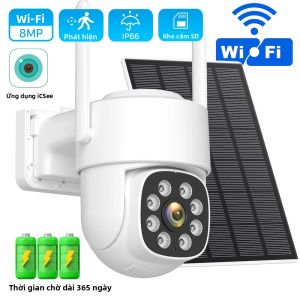 Camera Wifi Năng Lượng Mặt Trời Ngoài Trời Ghi Hình 24/7 Zoom 4X Pin Tích Hợp Tự Động Theo Dõi Hỗ Trợ Ứng Dụng iCSee Camera An Ninh Độ Phân Giải 1080p HD