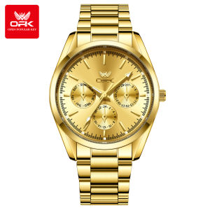 นาฬิกา OPK สำหรับผู้ชายแบรนด์เดิมกันน้ำใหม่สไตล์แฟชั่นธุรกิจ2024นาฬิกาควอทซ์สแตนเลสส่องสว่างรับประกัน1ปี