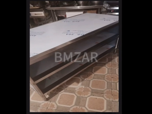 BMZAR Heavy Duty Stainless Steel Kitchen Work Table Storage Cabinet with Shelf Food Preparation Counter Kitchen Organizer Rack for Home Restaurant