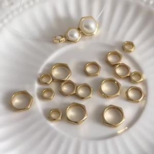 10Pcs 8/10/12mm Rhombus Shape Bead Frame Circle Ring Bead Frame Spacer Bead Connector Link Ring For DIY Jewelry Accessories