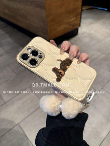 Fall Winter Embroidered Diamond Pattern Dog Themed iPhone 17 pro Max Apple 15 Case 16 pro Max New Model 11 Internet Celebrity 12 Faux Fur Bracelet 13 Womens Style 14 pro Anti-Fall Cover pro Max