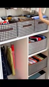 **BEST SELLING** 2025 NEW 1set of 7 & 9 grids Houndstooth Pattern Clothes Storage Box Modern Non-woven Fabric Contrast Binding Multi-grid Clothes Storage Box 千鸟格带盖收纳盒 7格+9格