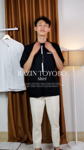 S&D PROJECT Baju Koko Muslim Razin Bahan Toyobo Warna Putih M-XL Untuk Pria Dewasa Lengan Pendek