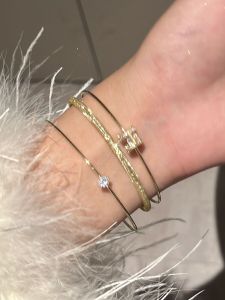 Joy H Letter Bracelet Set of 3 Glittering Diamond Stacked High Quality Luxury Gold Vintage Fashion Jewelry Accessories