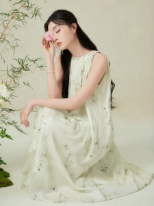 XIANGYING | Chinese Style A-line Sleeveless Dress