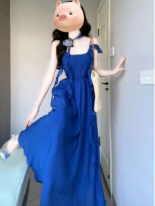 CHANGTONG | Clein Blue Beach Style Dress