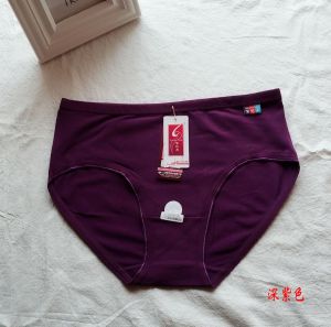 Mid-Waist Elastic Cotton Triangle Panties for Women Purple Red Sky Brand Antibacterial Simple Style Briefs Size M-XXL