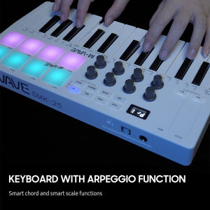 M-VAVE 25-Key MIDI คีย์บอร์ดควบคุมมินิแบบพกพา USB คีย์บอร์ด MIDI Controller 25 Velocity Sensitive Keys 8 RGB Backlit Pads 8ลูกบิด