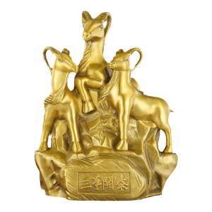 XINGYUE | Pure Brass Three Sheep Auspicious Decorative Item