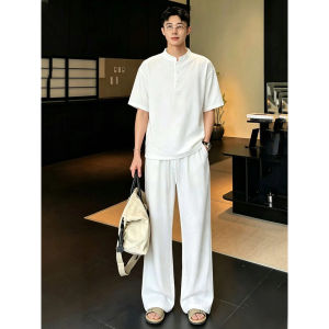 OUMULONG | Elegant Leisure White Linen Mens Summer Suit Thin