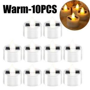1-10PCS Outdoor Solar Tea Lights Realistic  LED Candles for Patio Garden & Holiday Displays