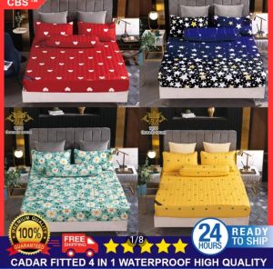 4 in 1 Cadar Fitted Bedsheet Waterproof
