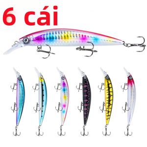 6 CÁI 13cm/36g Mồi Giả Cá Mồi Chìm Có Mắt 3D 6 Màu Mồi Giả Buzz Nhân Tạo Để Câu Cá Ở Biển Sông Hồ