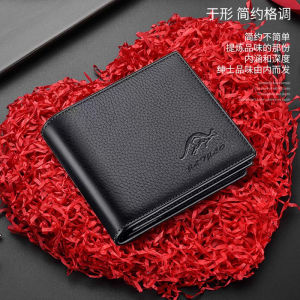 Mens Genuine Leather Wallet Retro Style Short Length Soft Cowhide Cover Clip-On Banknote Photo Pocket Zipper Card Slot