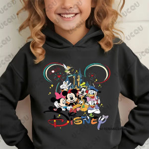 Disney Mickey and Friends Cartoon Print Cotton Children Hoodie Fashion Casual Autumn Winter Long Sleeve Pullover Kids/Adult Tops
