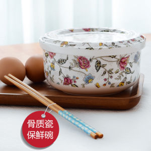Ceramic with Lid Instant Noodles Accessories Steam Eggs Instant Noodle Bowl Bone China For Home Fresh Soup Bowl Noodle Bowl Large Single Steaming Bowl