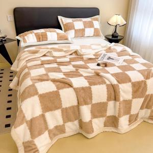 Winter Warm Flannel Throw Blanket Cozy Machine Washable Nap Blanket For Couch Bedroom Decor Christmas Checkerboard Style Gift