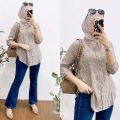 Atasan Wanita Salur Bahan Rayon Premium/Blouse wanita Terbaru/kemeja rayon Premium / Kemeja Rayon Oversized / Kemeja katun rayon / Kemeja Kantor / Blouse Wanita / Kemeja Murah/atasan wanita terbaru/ blouse wanita import/blus wanita. 