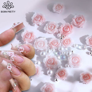 3D ตกแต่งดอกไม้ 30 ชิ้น เครื่องประดับเล็บไข่ มุกเม็ด เสน่ห์ เล็บวาเลนไทน์ สีชมพู สันมี เครื่องประดับเล็บพลอย