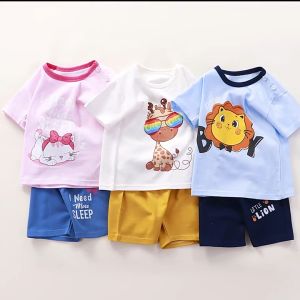 Kids 1Y-5Years Short Sleeves & Pajama Set Pure Cotton Summer Daily Wear Boys imported