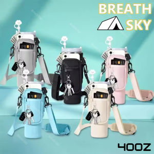 40oz Neoprene Water Bottle Carrier Bag with Adjustable Shoulder Strap Water Bottle Holder Pouch For Stanley Quencher Cup Sleeve