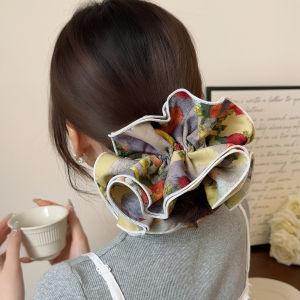 Retro Floral Hair Ties Scarves Bun Headbands Womens Fashion Hair Accessories Large Elastic Bands Handmade Crafted Fabric