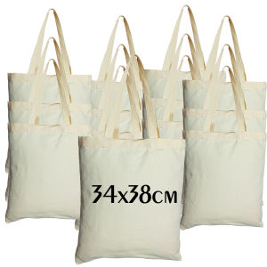 1/3/5pcs 13.4x15in Canvas Tote Bag Portable Shopping Handbag Casual Large Capacity Cloth Bag Solid Blank Reusable Shoulder Bag